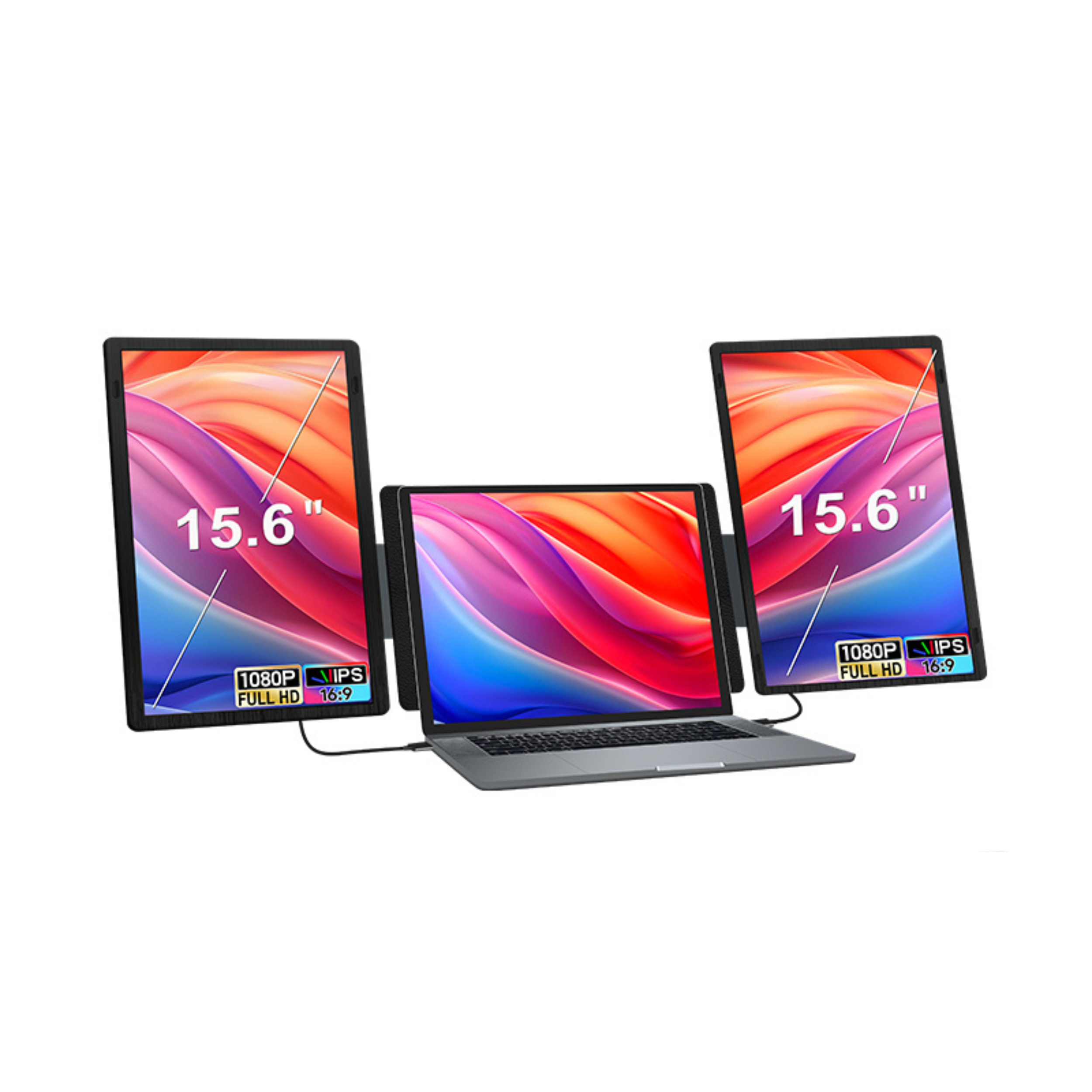 RIITEK 15.6" Tri-Monitor Portable Laptop Screen Extender Display