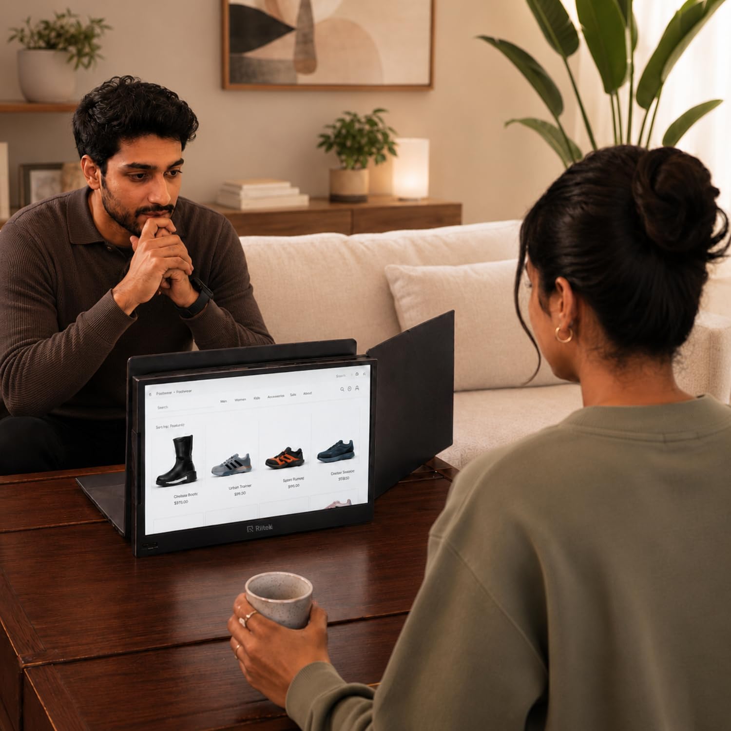 RIITEK 16" Tri-Portable Monitor Laptop Screen Extender Display