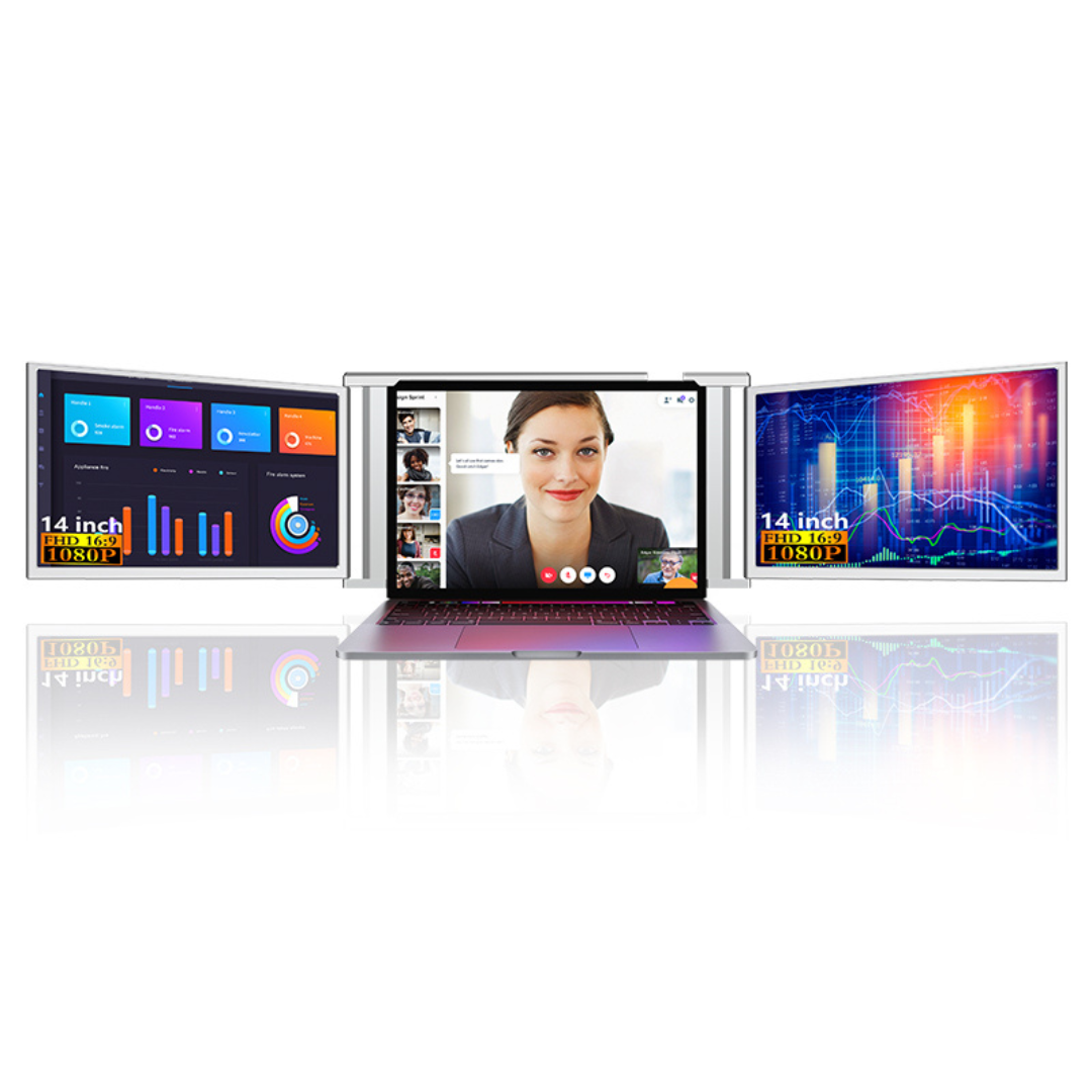 RIITEK 14" Tri-Portable Monitor Laptop Screen Extender Display Single Cable