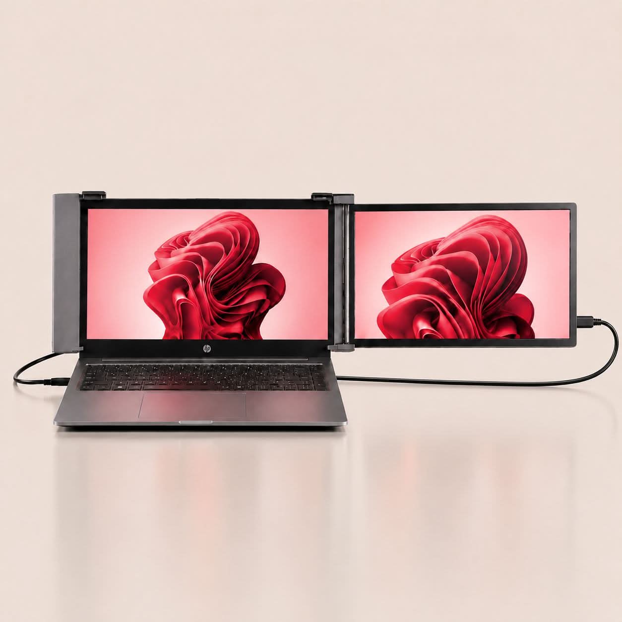 RIITEK 14 inch Portable dual screen monitor attached to laptop Full HD displays