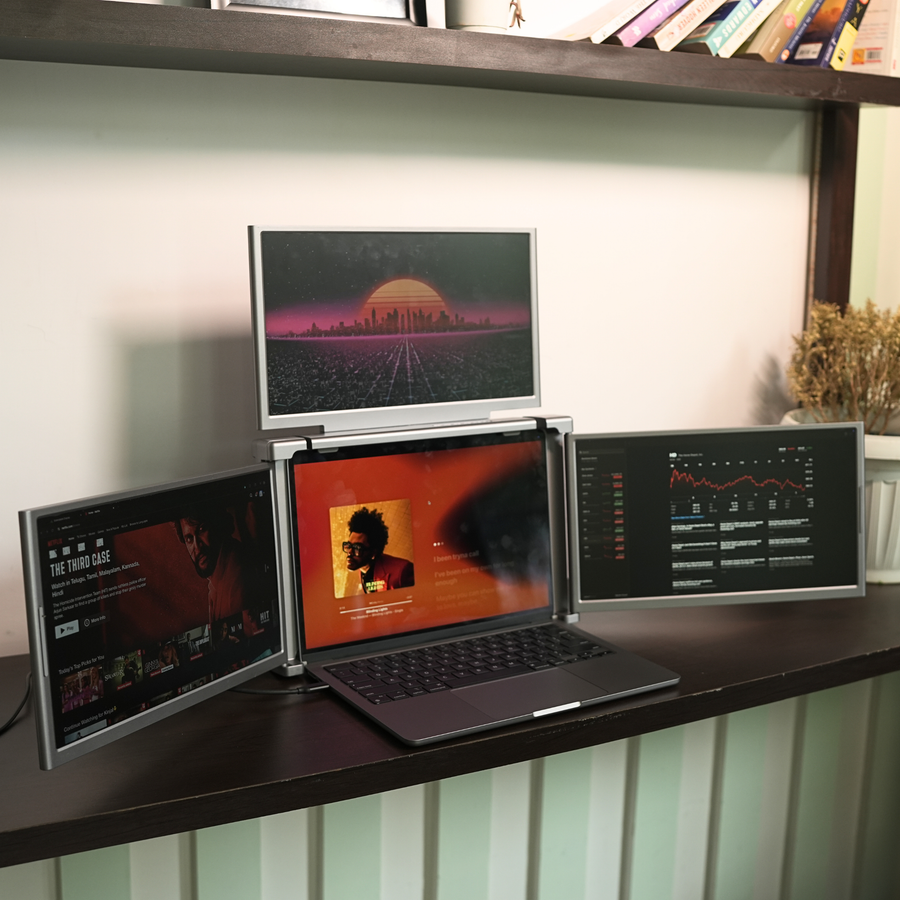 RIITEK 14" Quad Portable Monitor Laptop Screen Extender Display (Mount Version) (Refurbished)
