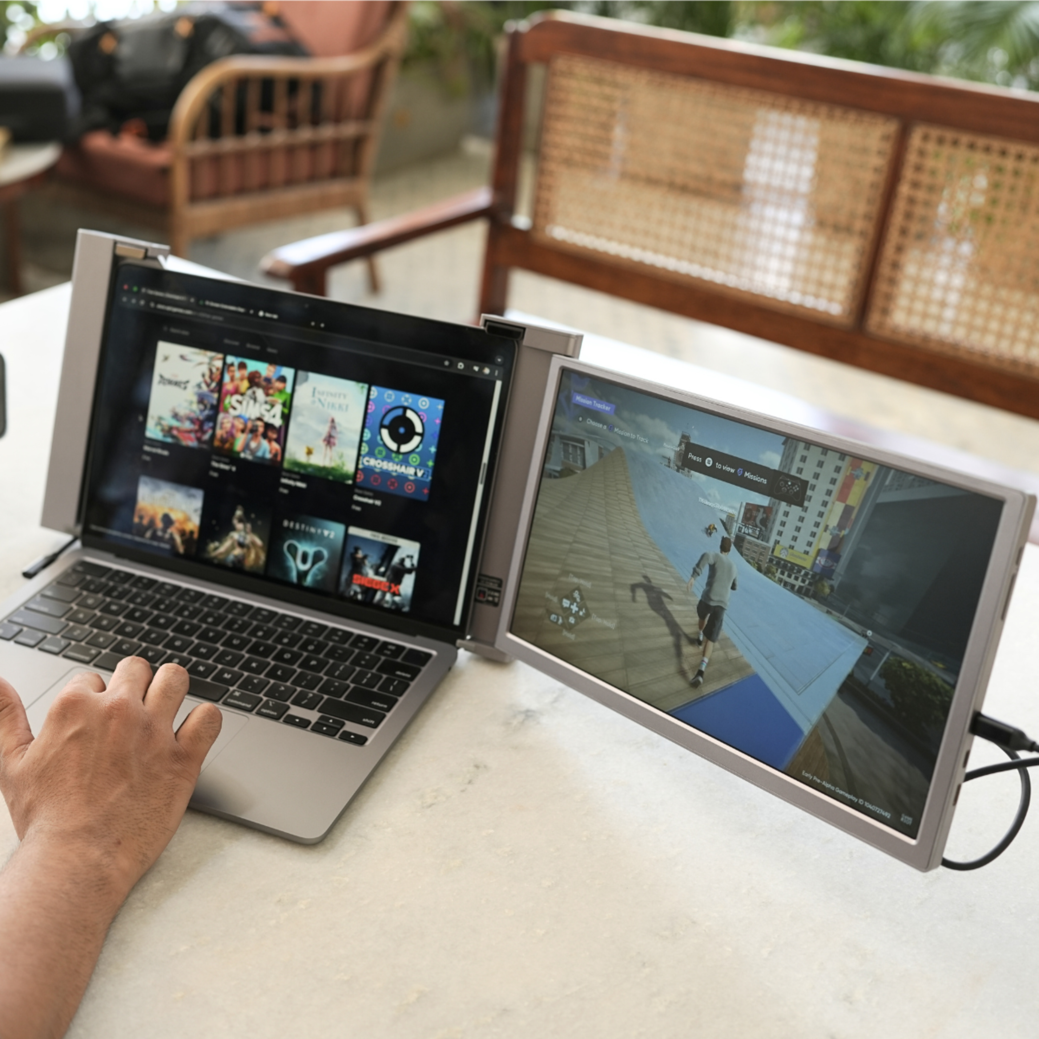 multitasking with RIITEK 14 inch dual portable monitor and productivity on two screens gaming coding video editing