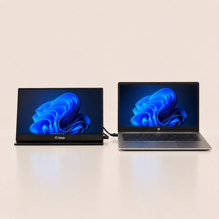 RIITEK 15.6 inch portable monitor dual screen setup for work and productivity