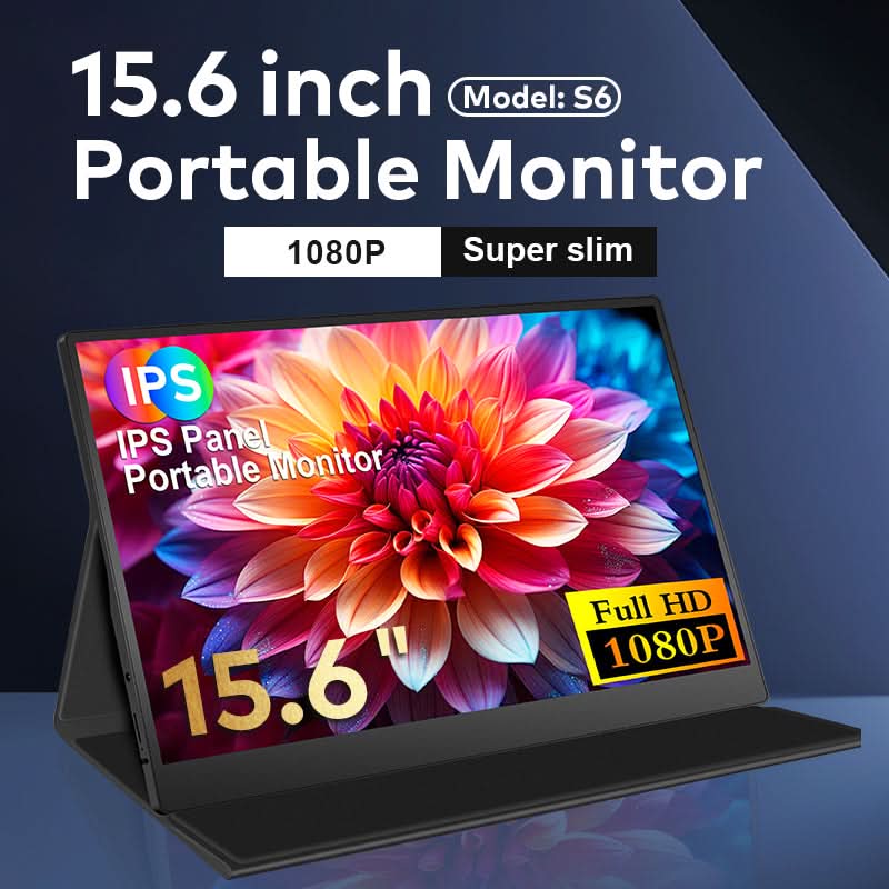 RIITEK 15.6 inch portable monitor specification 1080P resolution, IPS panel, super slim profile and vibrant display
