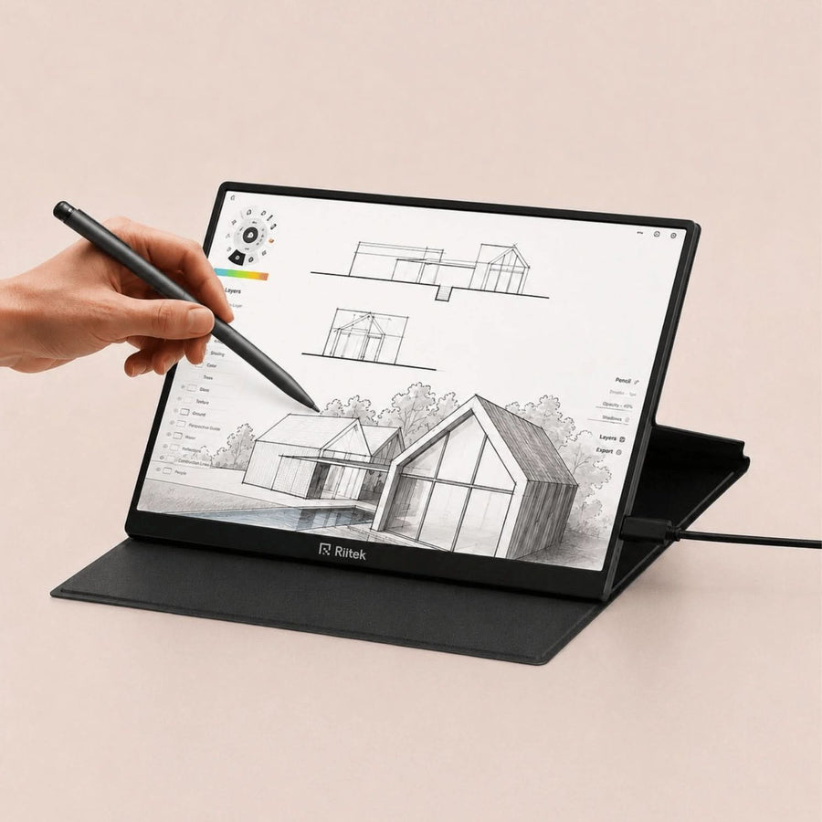 RIITEK 15.6 inch portable touch screen monitor for sketch architectural drawings videos trade chart coding & multitasking