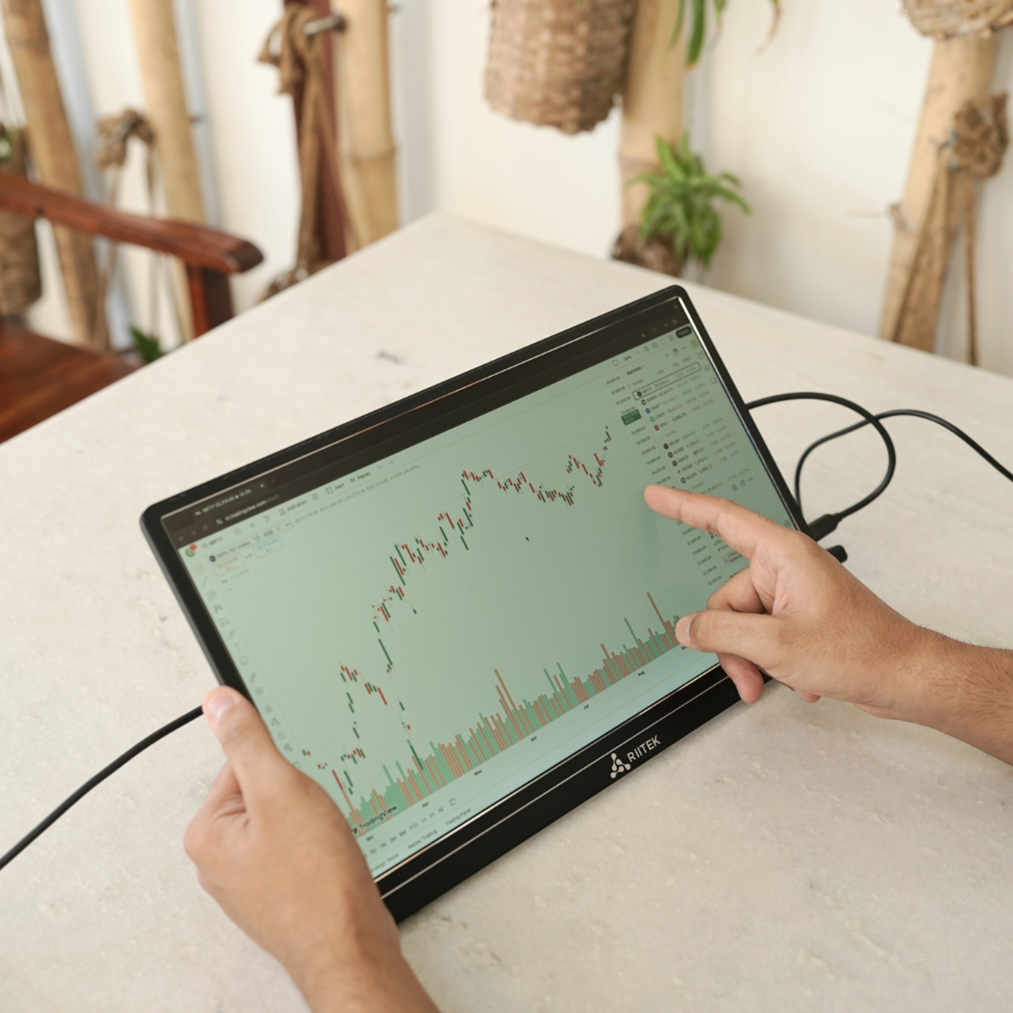 RIITEK 15.6 inch Full HD portable touchscreen monitor for stock chart trading setup