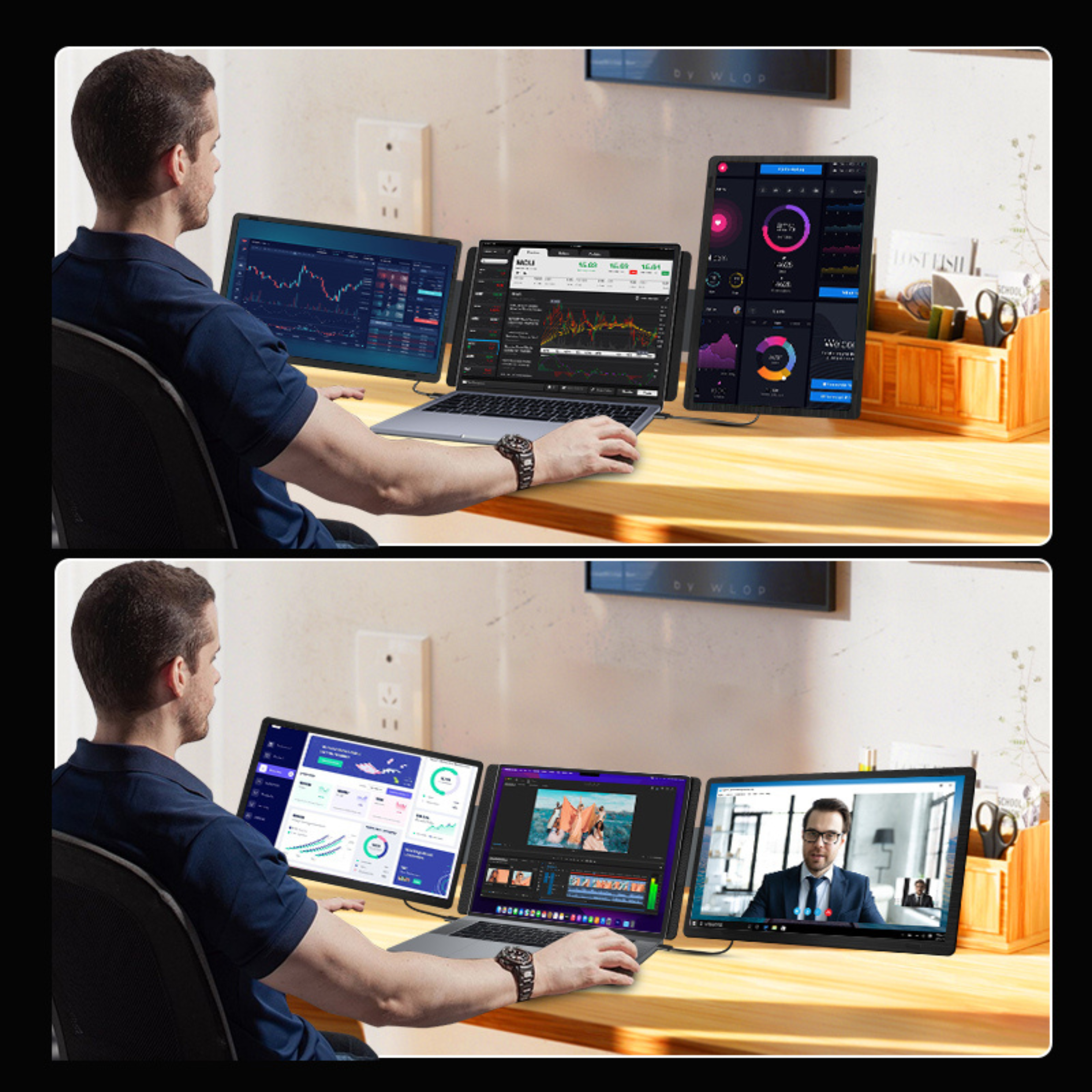 RIITEK 15.6 inch Full HD IPS portable monitor with 300 nits brightness and ultra-wide viewing angle.
