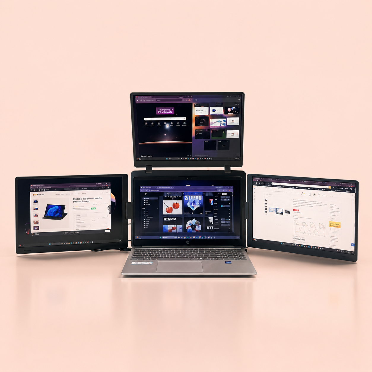 RIITEK 16" Quad Portable Monitor Laptop Screen Extender Display (Dark Grey)