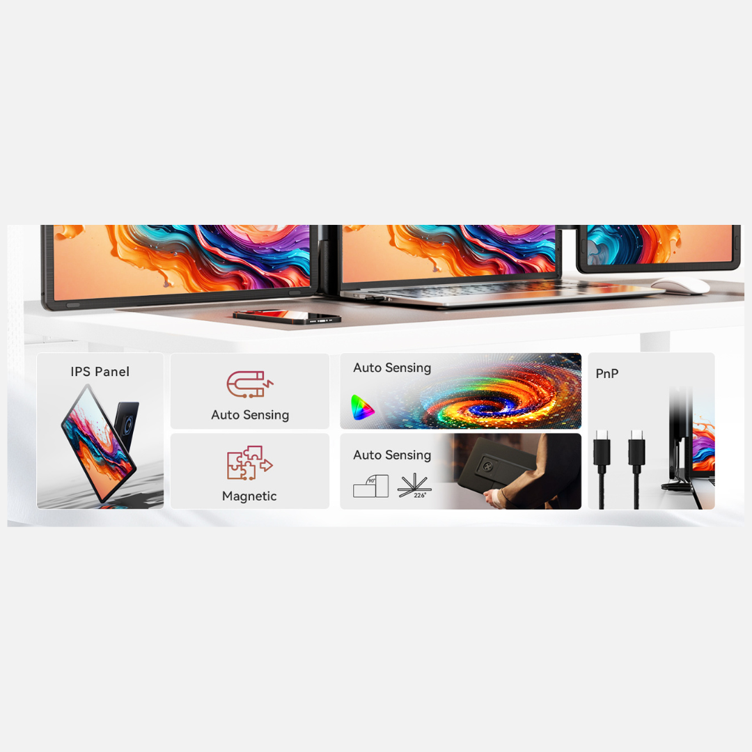 RIITEK 15.6" Tri-Monitor Portable Laptop Screen Extender Display