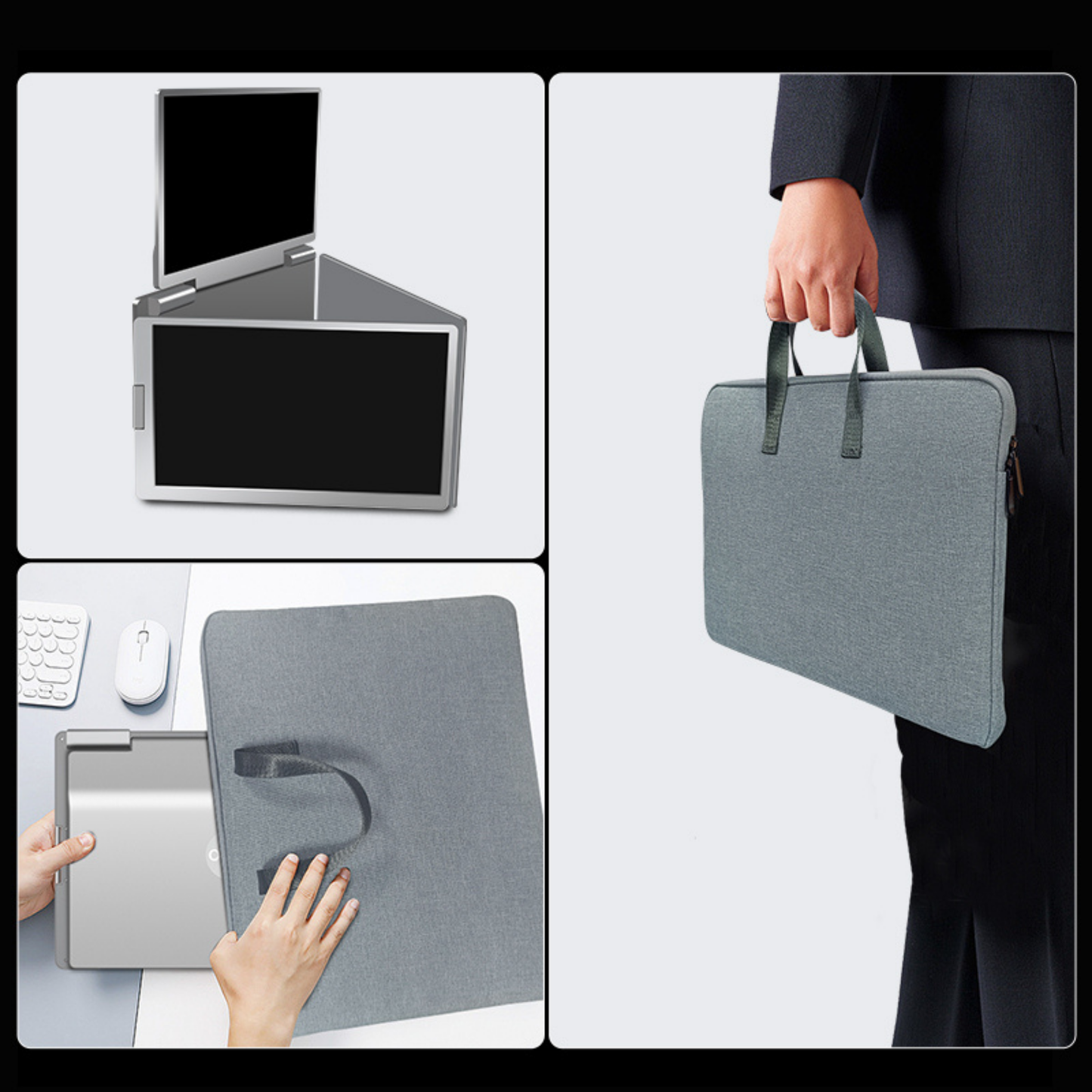 RIITEK 14" Quad Monitor Portable Laptop Screen Extender Display