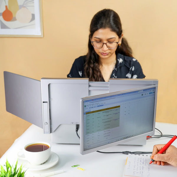 RIITEK 14" Quad Monitor Portable Laptop Screen Extender Display (Mount Version)