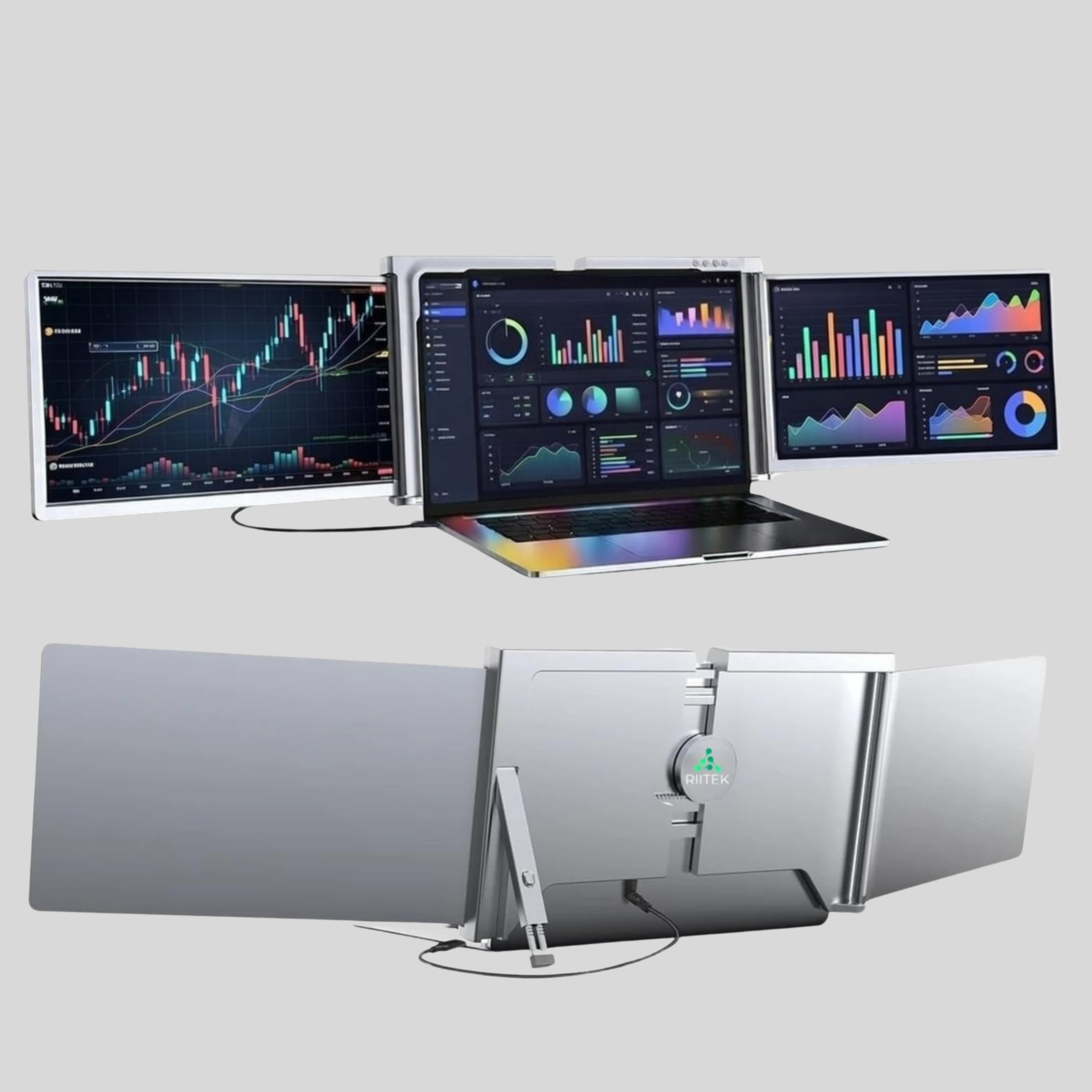 Riitek 13.3 Portable Tri-Screen Monitor for 13.3"-17.3