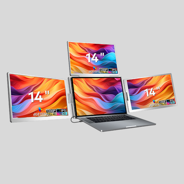 RIITEK 14" Quad Monitor Portable Laptop Screen Extender Display