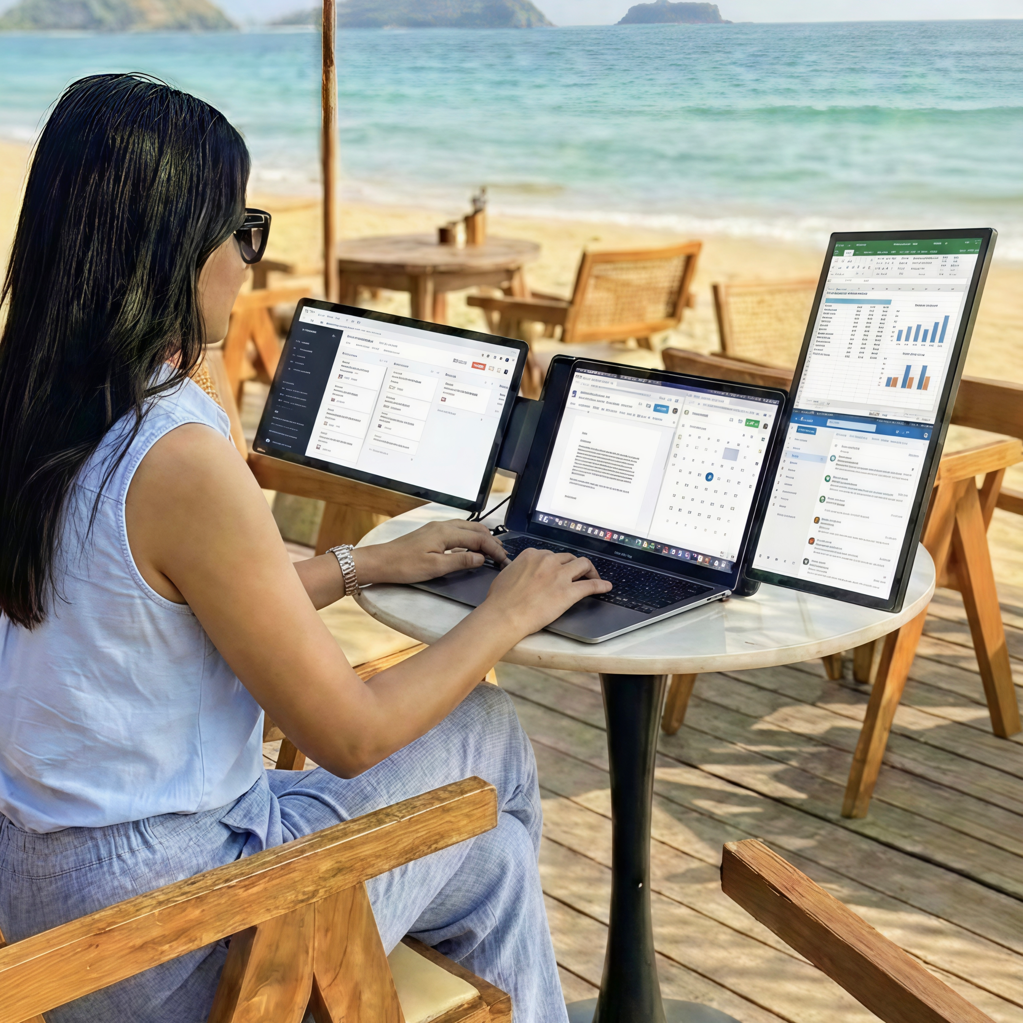 RIITEK 15.6" Tri-Monitor Portable Laptop Screen Extender Display