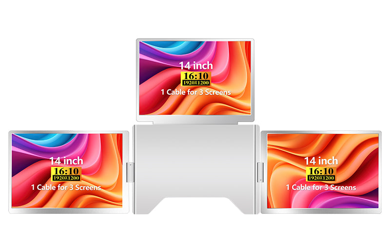 RIITEK 14" Quad Monitor Portable Laptop Screen Extender Display