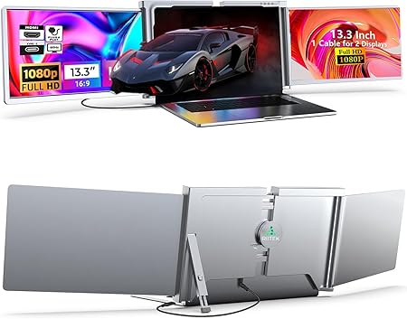 Riitek 13.3 Portable Tri-Screen Monitor for 13.3"-17.3
