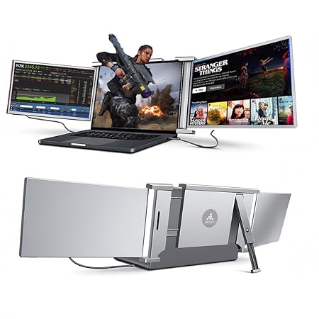 RIITEK 14 Portable Tri Screen Monitor, Dual 1080P Display Extender for 14–17