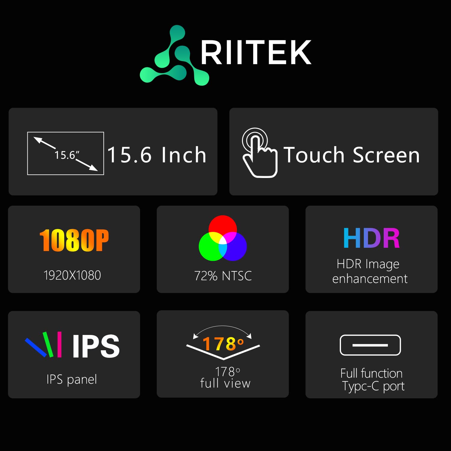 Riitek 15.6 Inch Portable Touchscreen Monitor