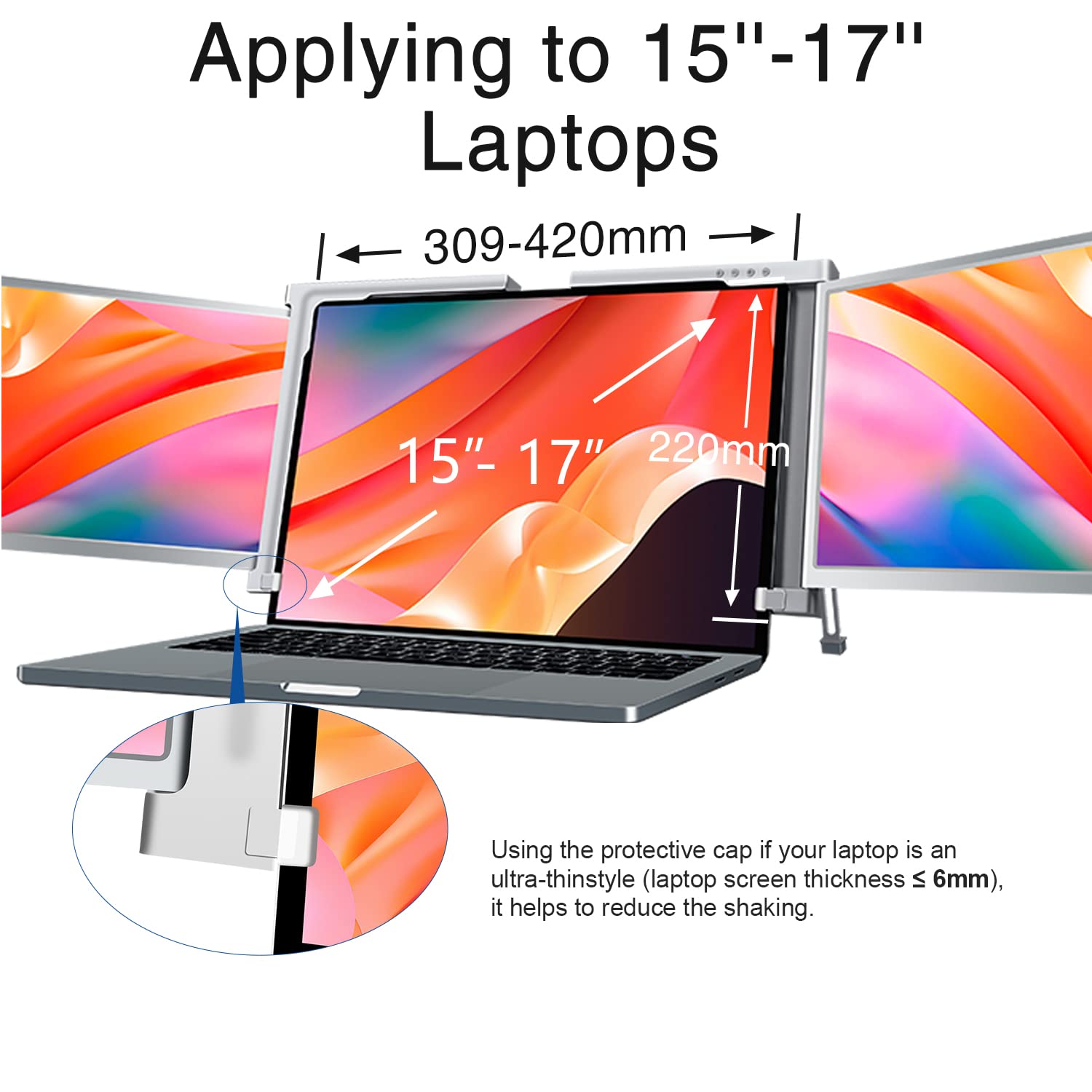 RIITEK 14 FHD 1080P Portable Tri-Screen Monitor for 15-17