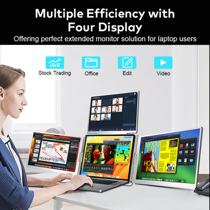 RIITEK 14" Quad Portable Monitor Laptop Screen Extender Display