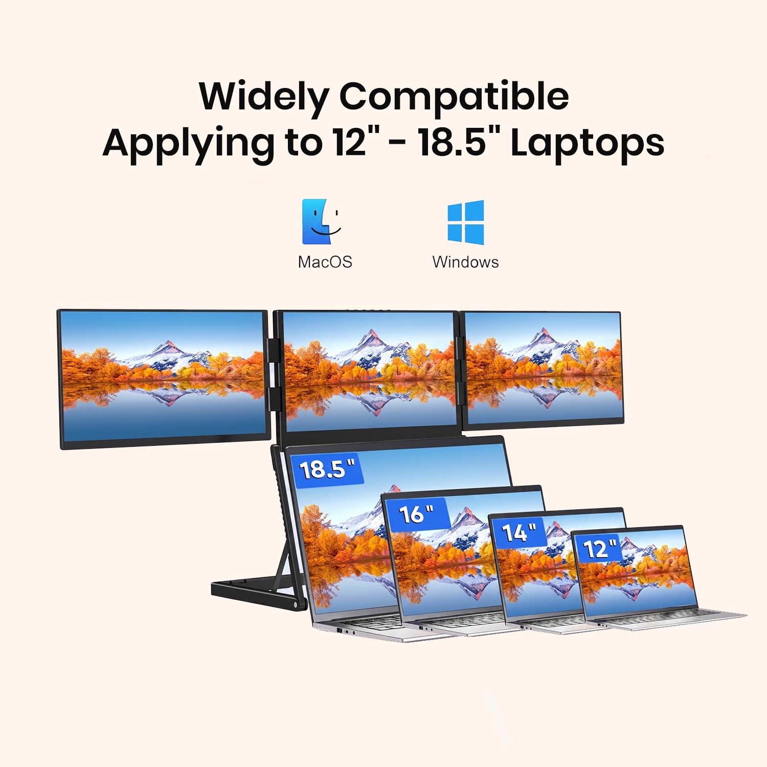 RIITEK 15.6 Inch Quad Portable Monitor Laptop  Screen Extender