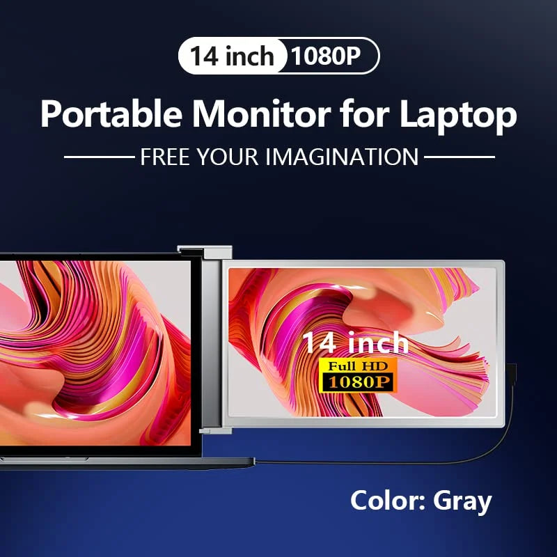 Portable monitor, 14 inch, Gray colour