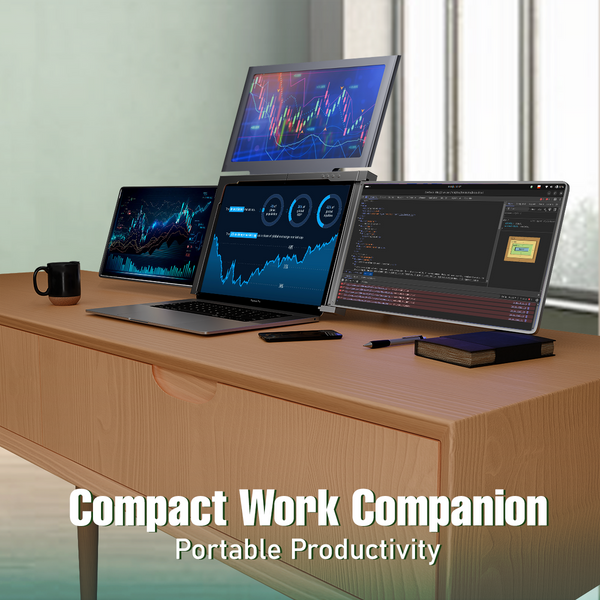 RIITEK 14" Quad Monitor Portable Laptop Screen Extender Display (Mount Version)