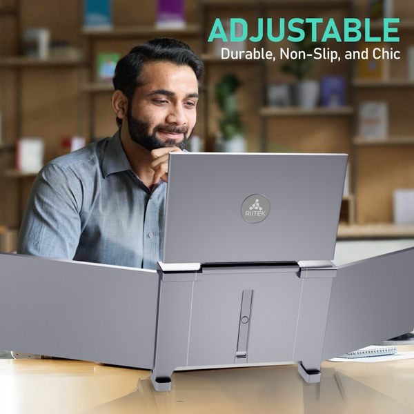 RIITEK 14" Quad Monitor Portable Laptop Screen Extender Display (Mount Version)