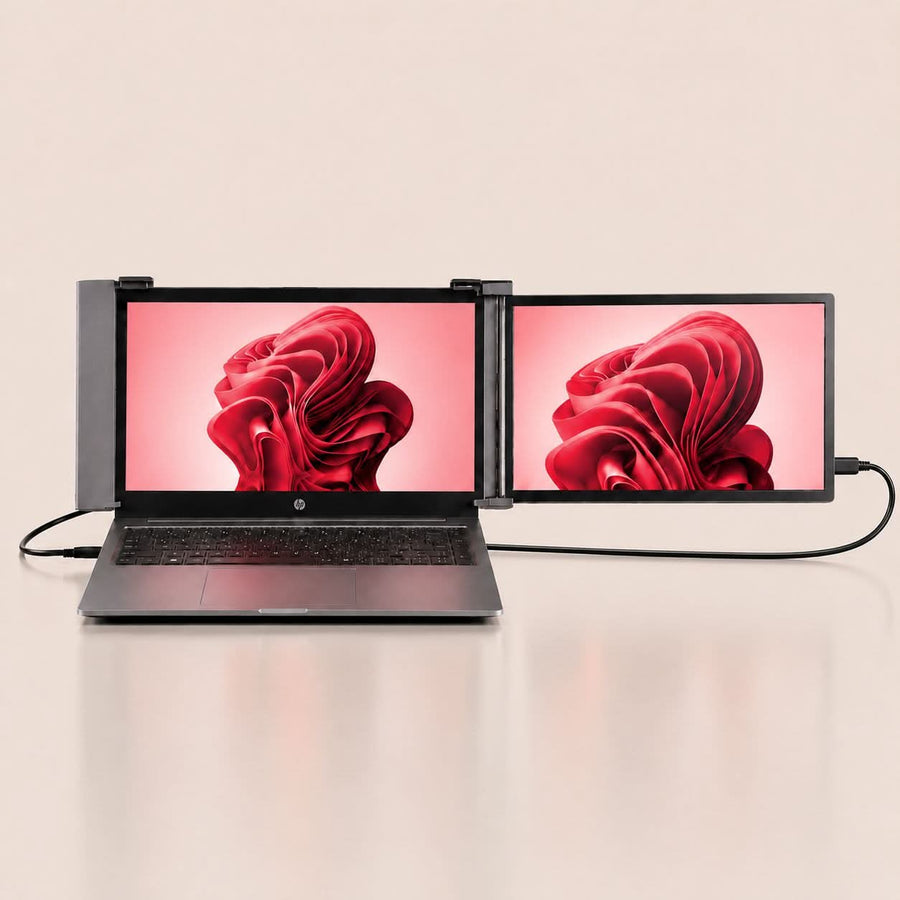 RIITEK 14 inch Portable dual screen monitor attached to laptop Full HD displays 
