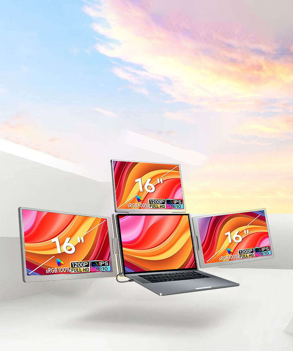 RIITEK 16" Quad Monitor Portable