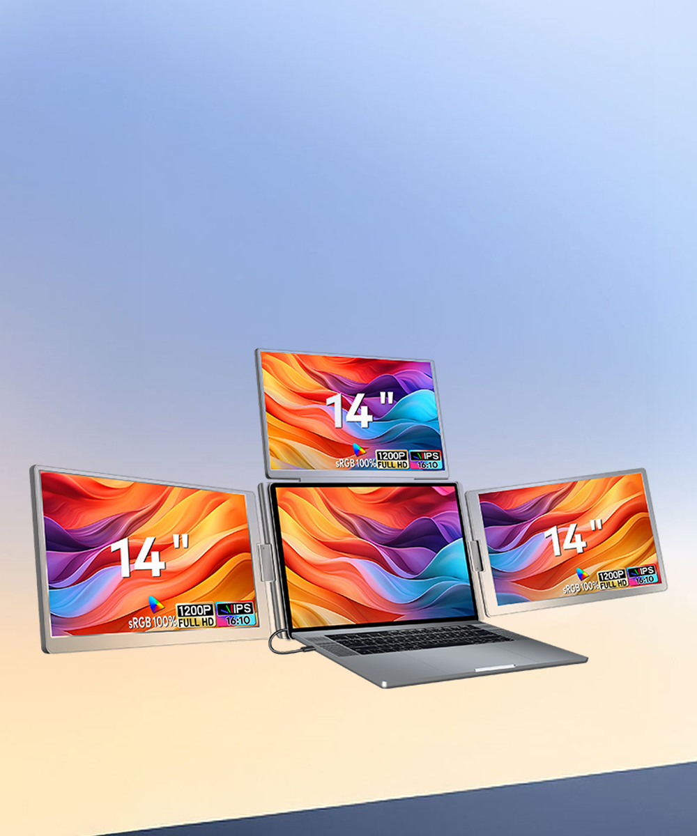 RIITEK 14" Quad Monitor Portable