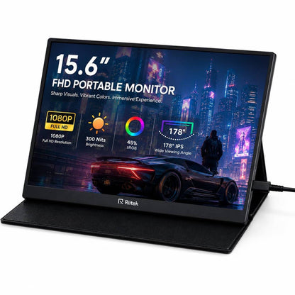 RIITEK 15.6 inch portable Full HD monitor with folding stand and IPS display 1920x1080 resolution