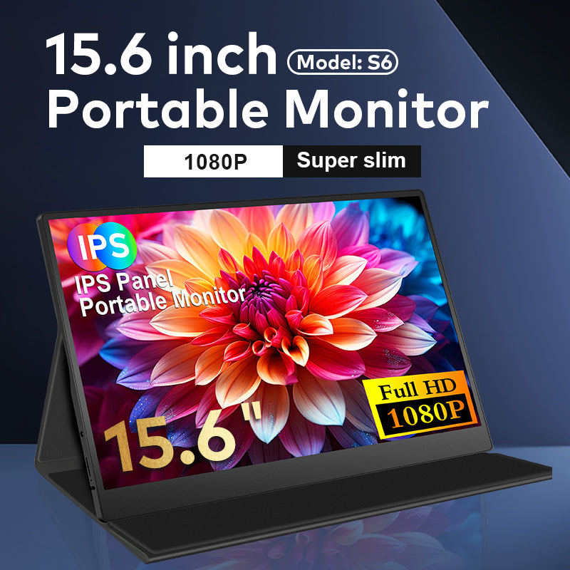 RIITEK 15.6 inch portable monitor specification 1080P resolution, IPS panel, super slim profile and vibrant display
