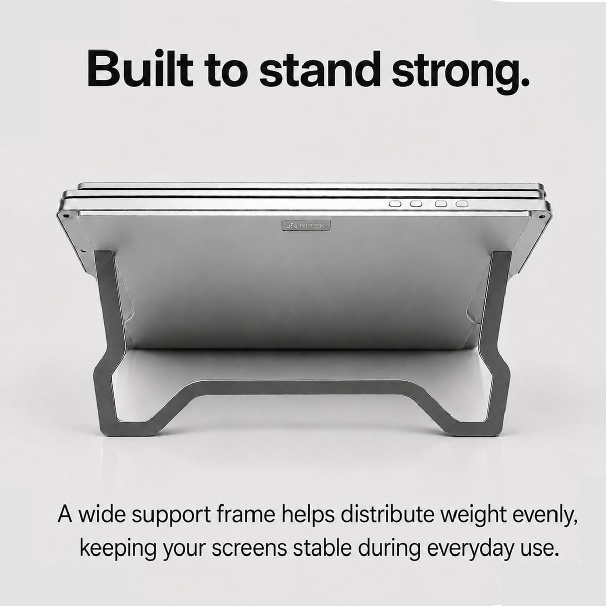 RIITEK 16 inch tri screen monitor wide support frame design for stable laptop screen extender use