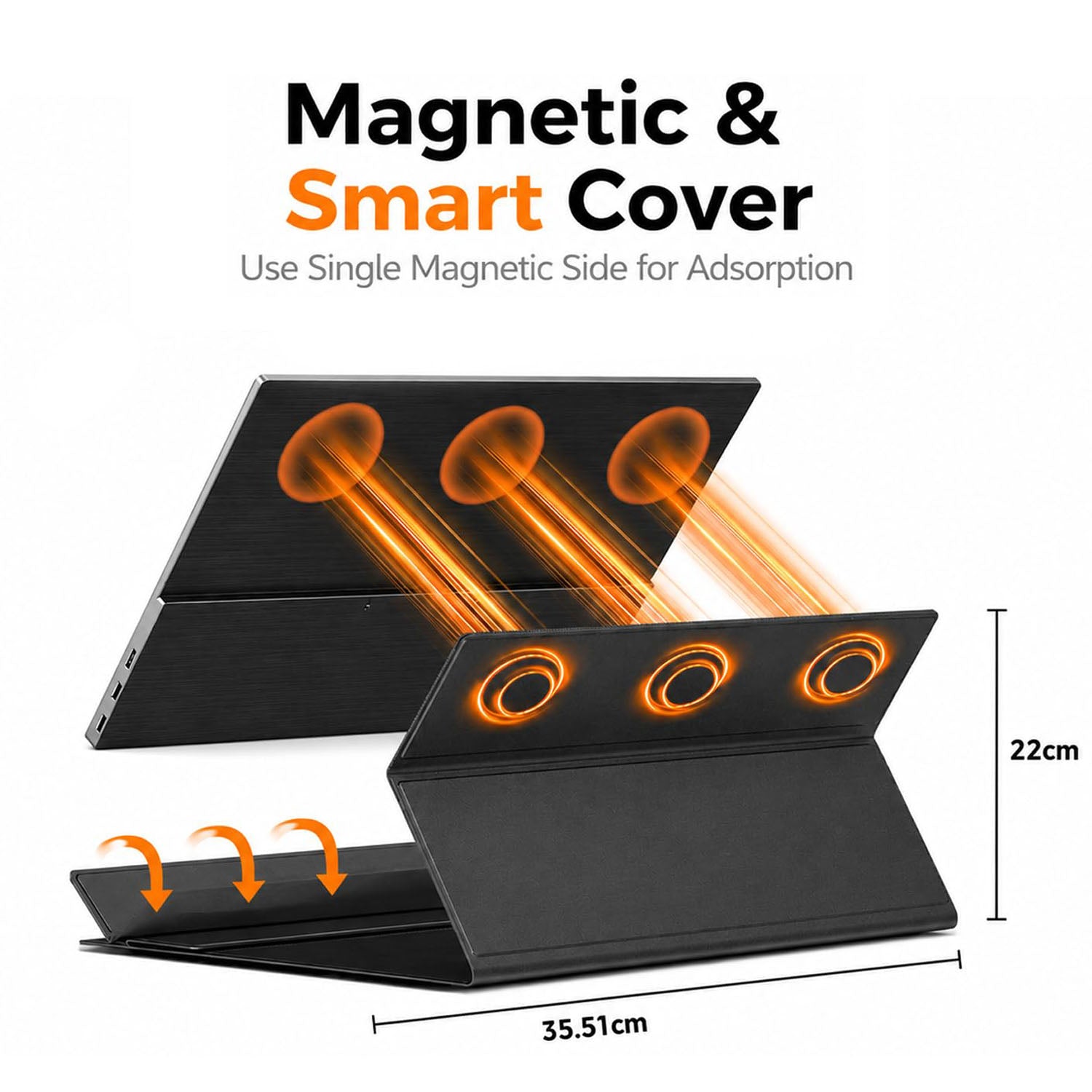 RIITEK portable monitor magnetic smart cover folding into adjustable stand for laptop screen use